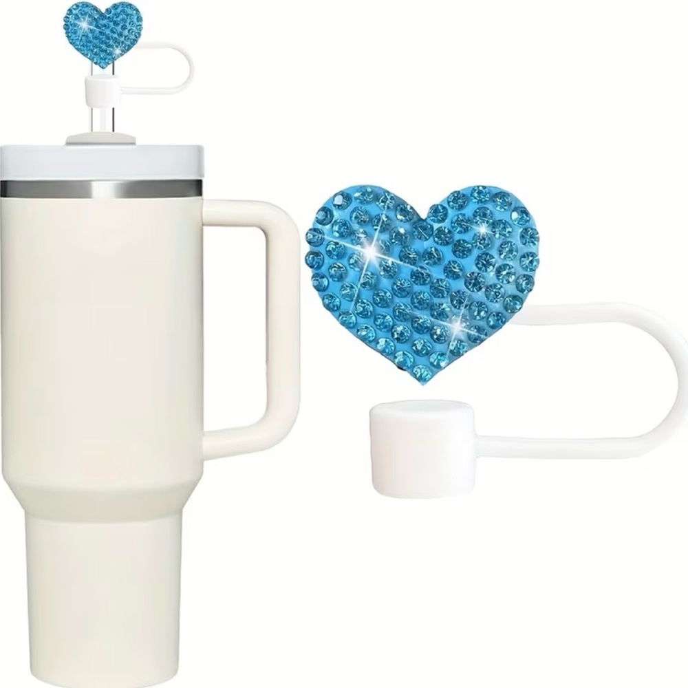 Elegant Teal Jeweled Straw Cover